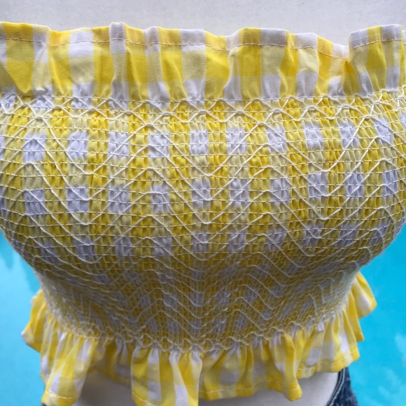 Sunny Yellow Print Smocked Summer Tube Top - Picture 2 of 6